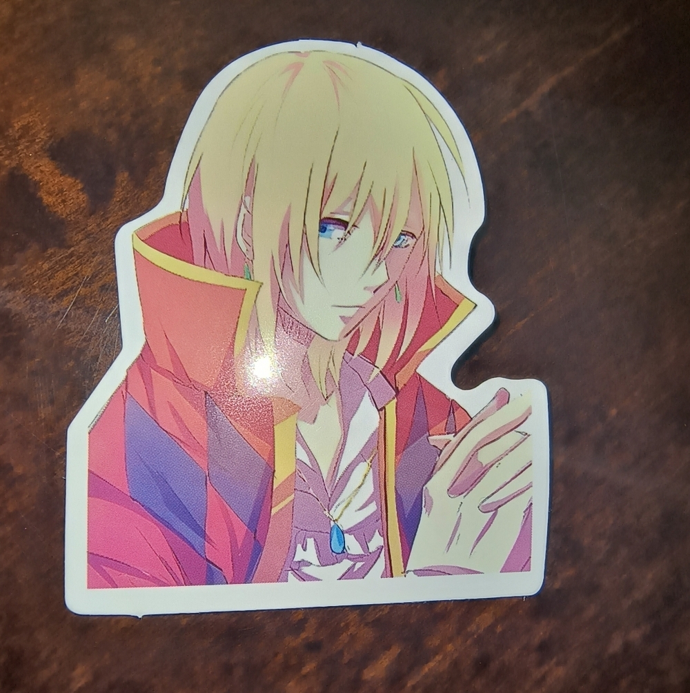 Anime Blonde Prince Sticker - Pink & Purple Jacket Howls Moving Castle Studio Gh